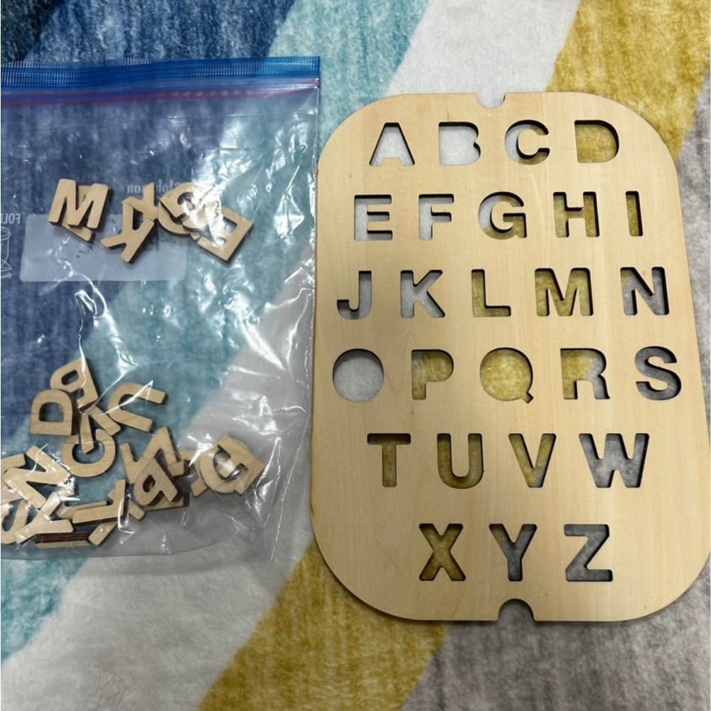 Wooden Alphabet Puzzle Board for Sensory table